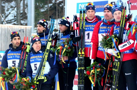 SVENDSEN Emil Hegle, BOE Tarjei, FOURCADE Martin, BIRKELAND Lars Helge, DESTHIEUX Simon, GUIGONNAT Antonin, FILLON MAILLET Quentin