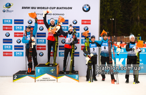 BOE Tarjei, FOURCADE Martin, BOE Johannes Thingnes, FILLON MAILLET Quentin, JACQUELIN Emilien, DALE-SKJEVDAL Johannes