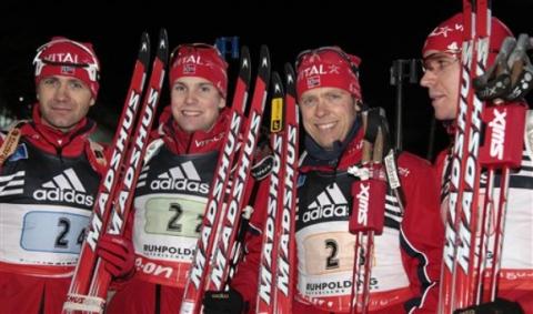 -  BJOERNDALEN Ole Einar   HANEVOLD Halvard   SVENDSEN Emil Hegle   BRATSVEEN Rune 