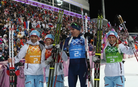 -  BJOERNDALEN Ole Einar   SVENDSEN Emil Hegle   BERGER Tora   ECKHOFF Tiril 