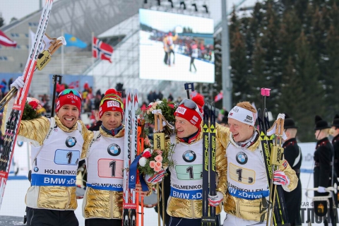 -  BJOERNDALEN Ole Einar   SVENDSEN Emil Hegle   BOE Tarjei    BOE Johannes Thingnes 