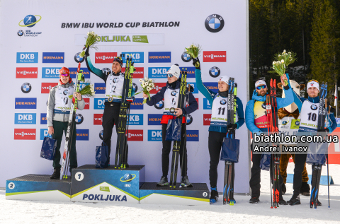   FOURCADE Martin   DOLL Benedikt   BJOENTEGAARD Erlend -  CHRISTIANSEN Vetle Sjastad    BOE Johannes Thingnes    FILLON MAILLET Quentin 