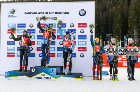   BESCOND Anais  - HOJNISZ-STAREGA Monika    OLSBU ROEISELAND Marte   VITTOZZI Lisa   OEBERG Hanna  - BRAISAZ-BOUCHET Justine 