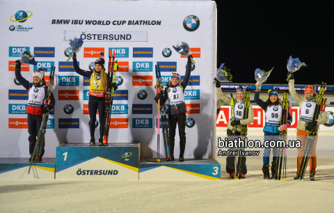 WIERER Dorothea, OLSBU ROEISELAND Marte, GESTBLOM (PERSSON) Linn, PREUSS Franziska, DAVIDOVA Marketa, HERRMANN-WICK Denise
