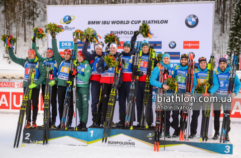 BOE Tarjei, PEIFFER Arnd, FOURCADE Martin, DOLL Benedikt, BIRKELAND Lars Helge, CHRISTIANSEN Vetle Sjastad, K&#220;HN Johannes, DESTHIEUX Simon, BOE Johannes Thingnes, FILLON MAILLET Quentin, REES Roman, JACQUELIN Emilien