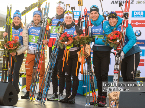 BESCOND Anais, LESSER Erik, BOE Johannes Thingnes, OLSBU ROEISELAND Marte, PREUSS Franziska, JACQUELIN Emilien